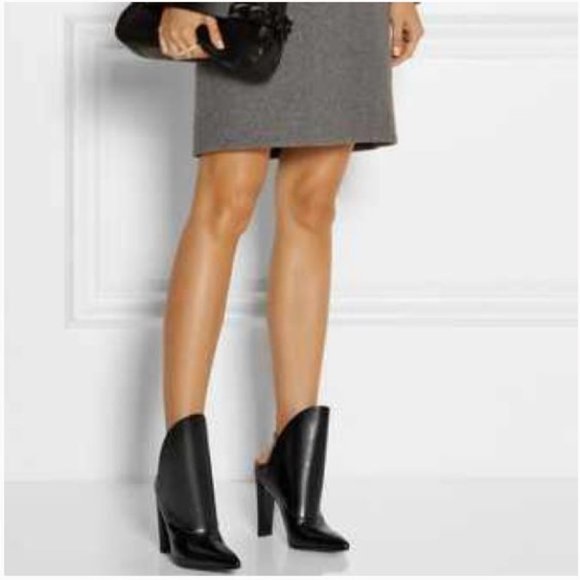 New! Alexander Wang Lys High-Cut Pointed-Toe Black Leather Bootie - Picture 3 of 11